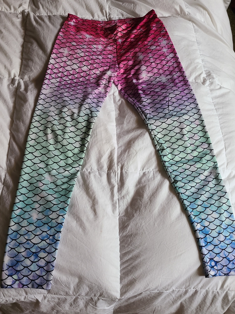 Justice Pink Purple Mint Ombre Mermaid Scale Leggings